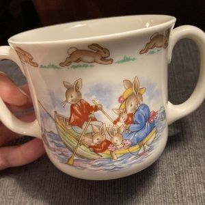 SOLD ELSEWHERE Vintage Bunnykins Hug a Mug Fishing